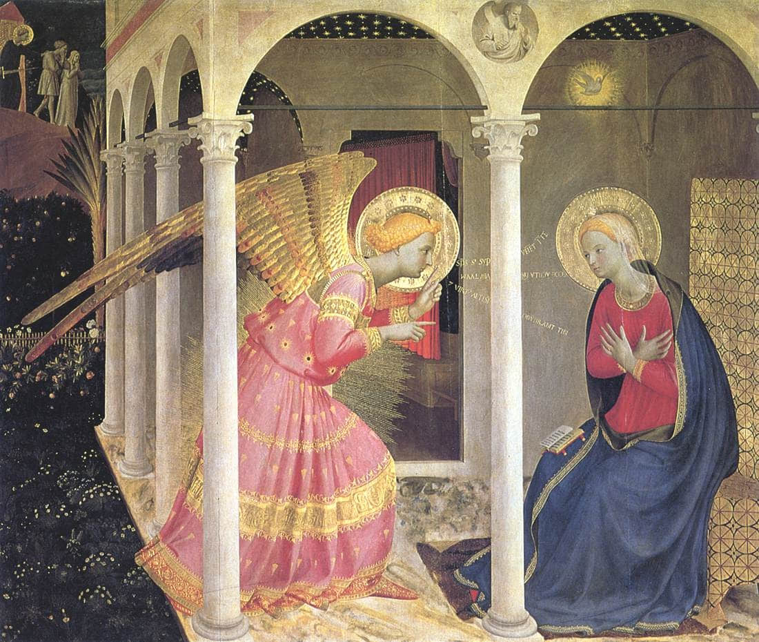 △ 《圣母领报》（Annunciation），1433-1434，安杰利科修士