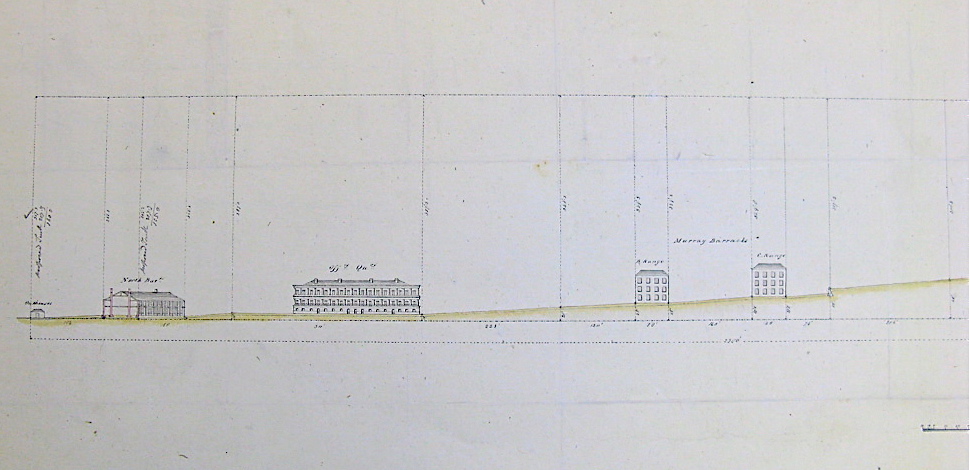 美利军营内建筑的相对位置和高度，1849年 ©️英国国家档案馆