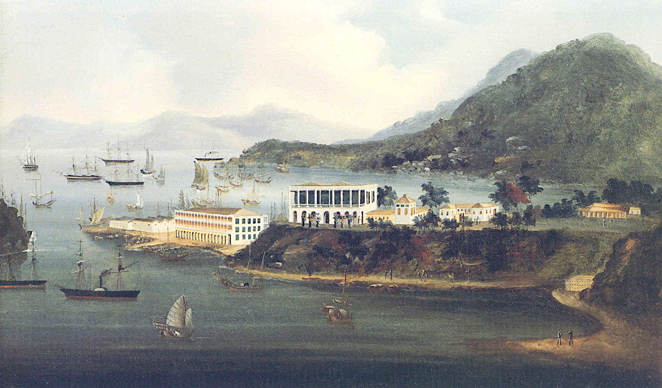 “东角一号”（East Point One），显示当时铜锣湾船坞旁边属于怡和洋行的住宅平房，1845 ©️Sze Yuan Tang Collection