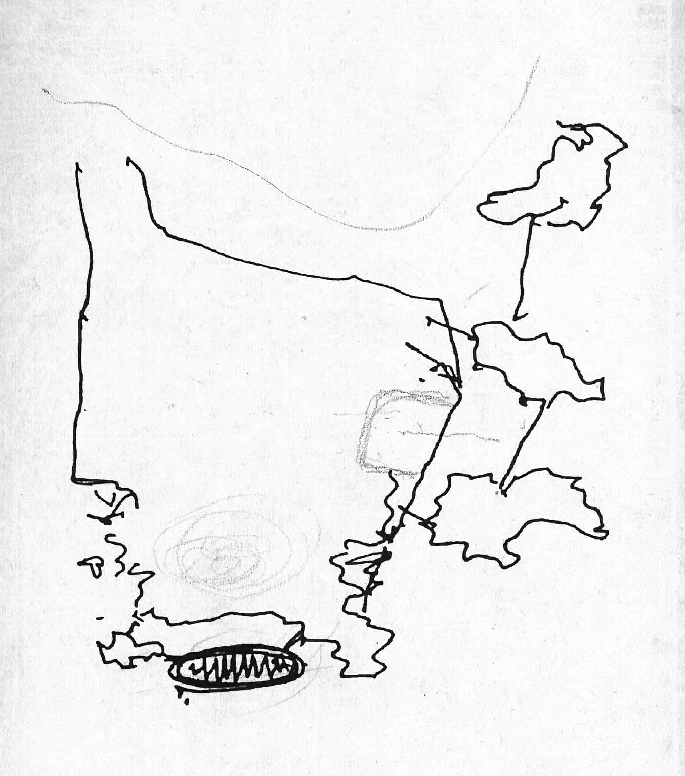 矶崎新最初给珠海传真的“海市”草图