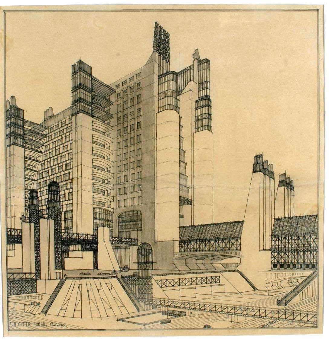 未来城市（La Citta Nuova），安东尼奥尼·圣埃里亚（Antonio Sant Elia），1914