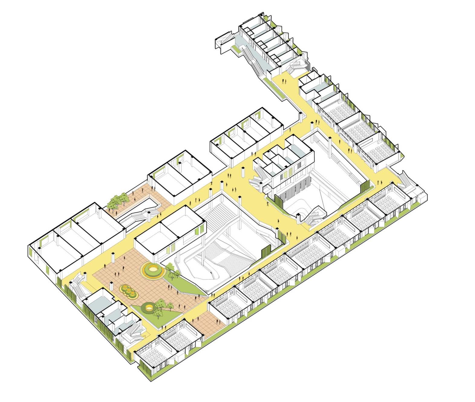3F 图22. 东意建筑的新洲小学中标深化方案分层轴测分解图