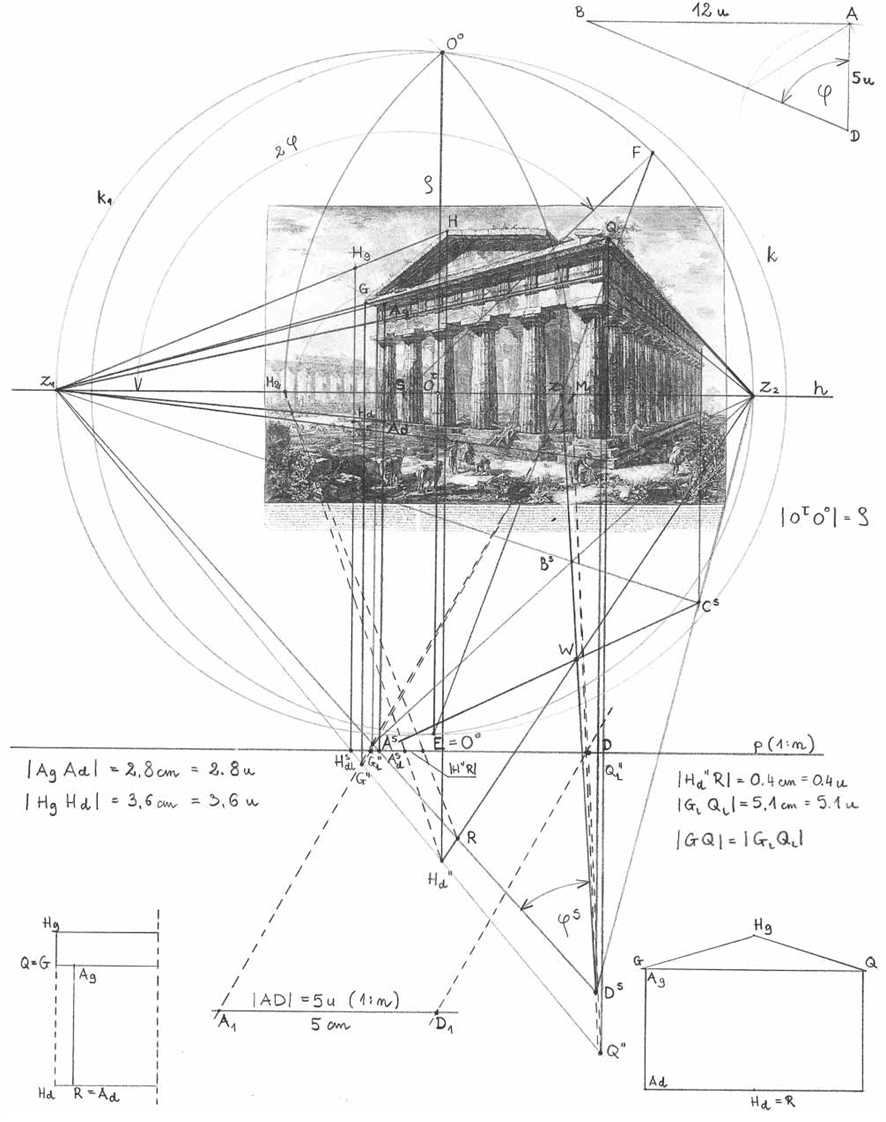 对皮拉奈奇（Piranesi）所绘的尼普顿海神殿（Temple of Neptune）透视画法研究 ©Joanna Barbara Rapp