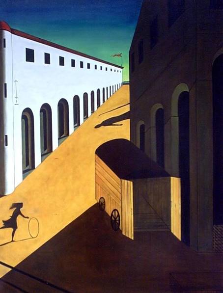 Mystery and Melancholy of a Street，1914 ，by Giorgio de Chirico